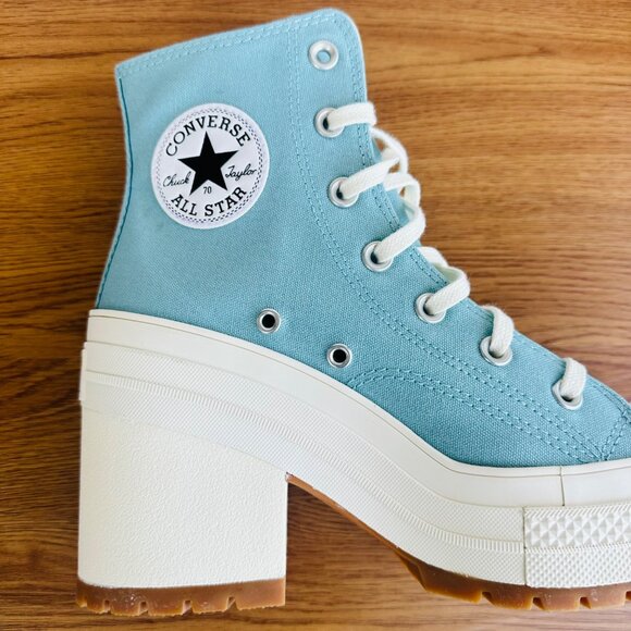 ⭐Converse Chuck 70 DE LUXE HEEL HI Platform 5.5 MEN Boots Sneakers Teal A08279C⭐ - Picture 9 of 10